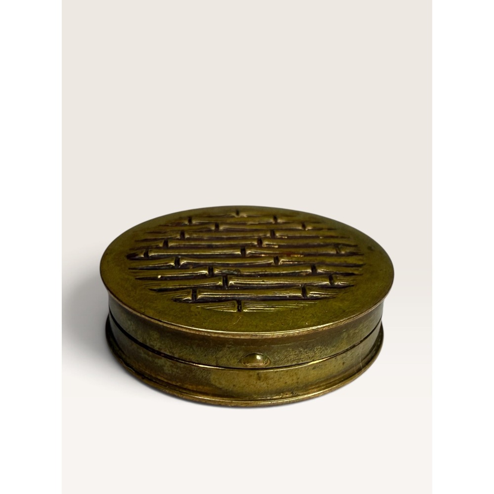 Vintage 1950s AVON Brass Rouge Compact Blush Ripe Cherry MCM Vanity